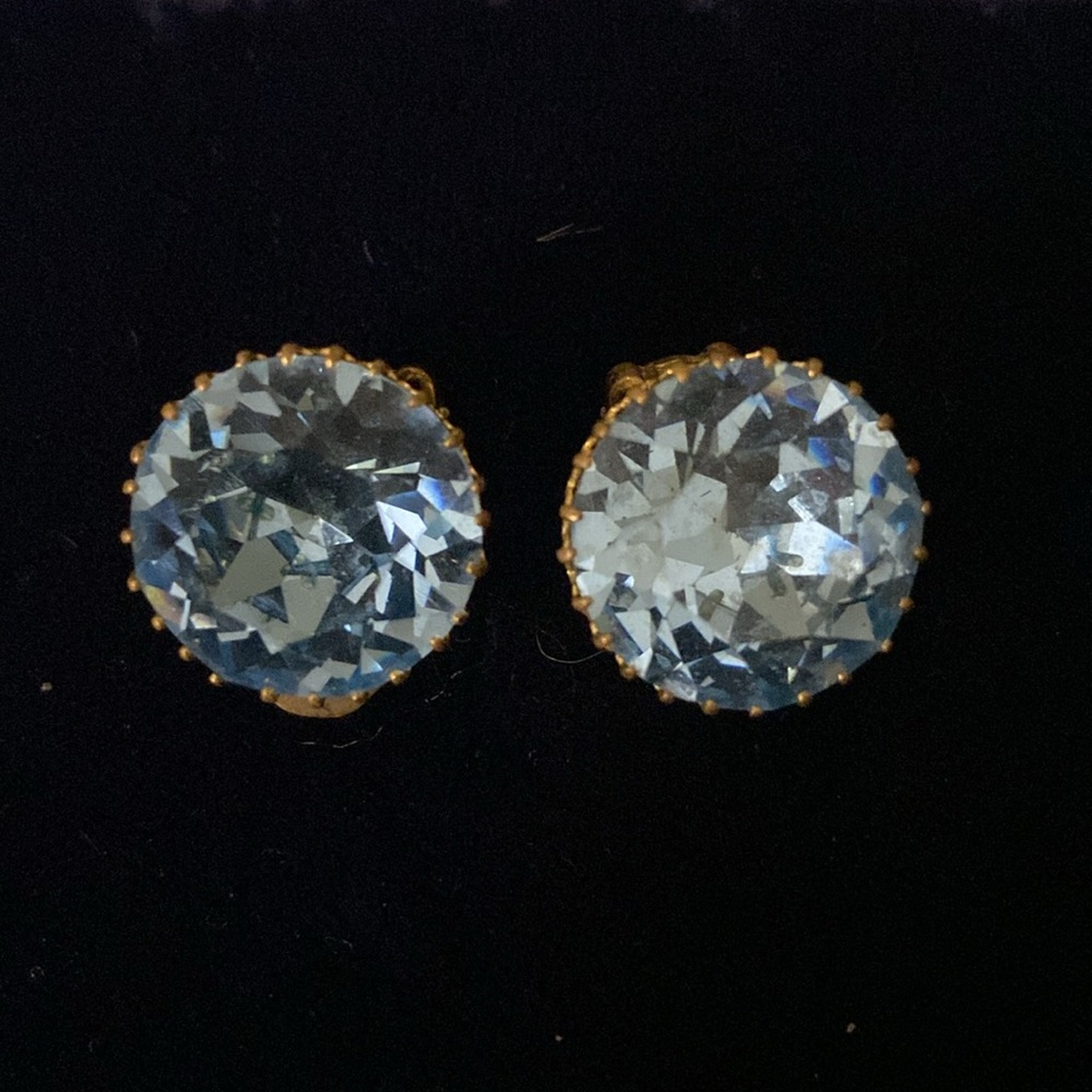 Vintage Austrian Light Blue Crystal Earrings